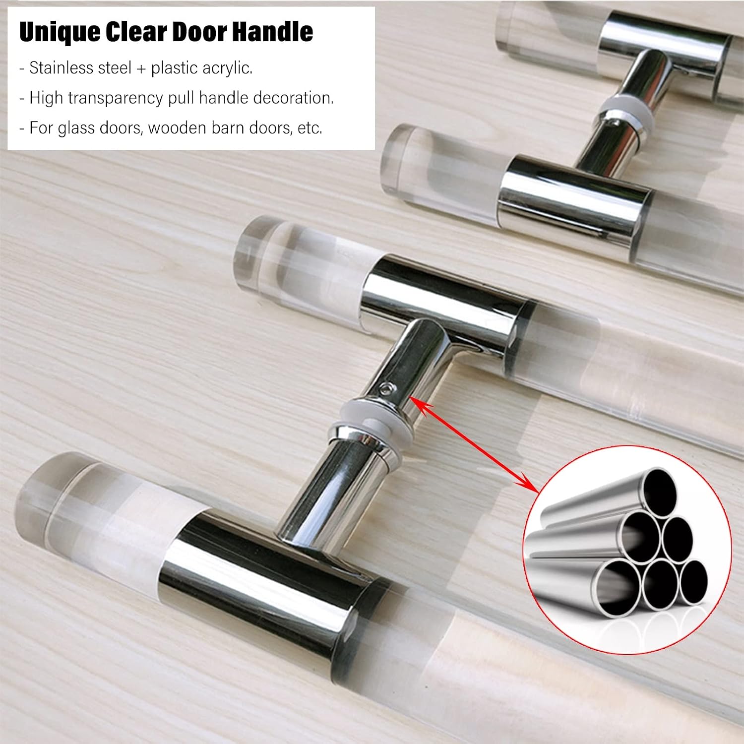 Clear Acrylic Door Handle,24 34 40 60 70 Inch Door Handle Hardware with Screws,Double Sided Knobs for Glass Sliding Gate (Color: Gold,Size: 80cm/31.5inch)