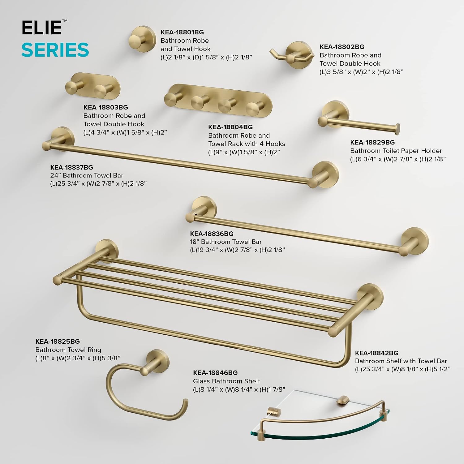 KRAUS Elie Bathroom Shelf Towel Rack with Towel Bar in Brushed Gold, KEA-18842BG