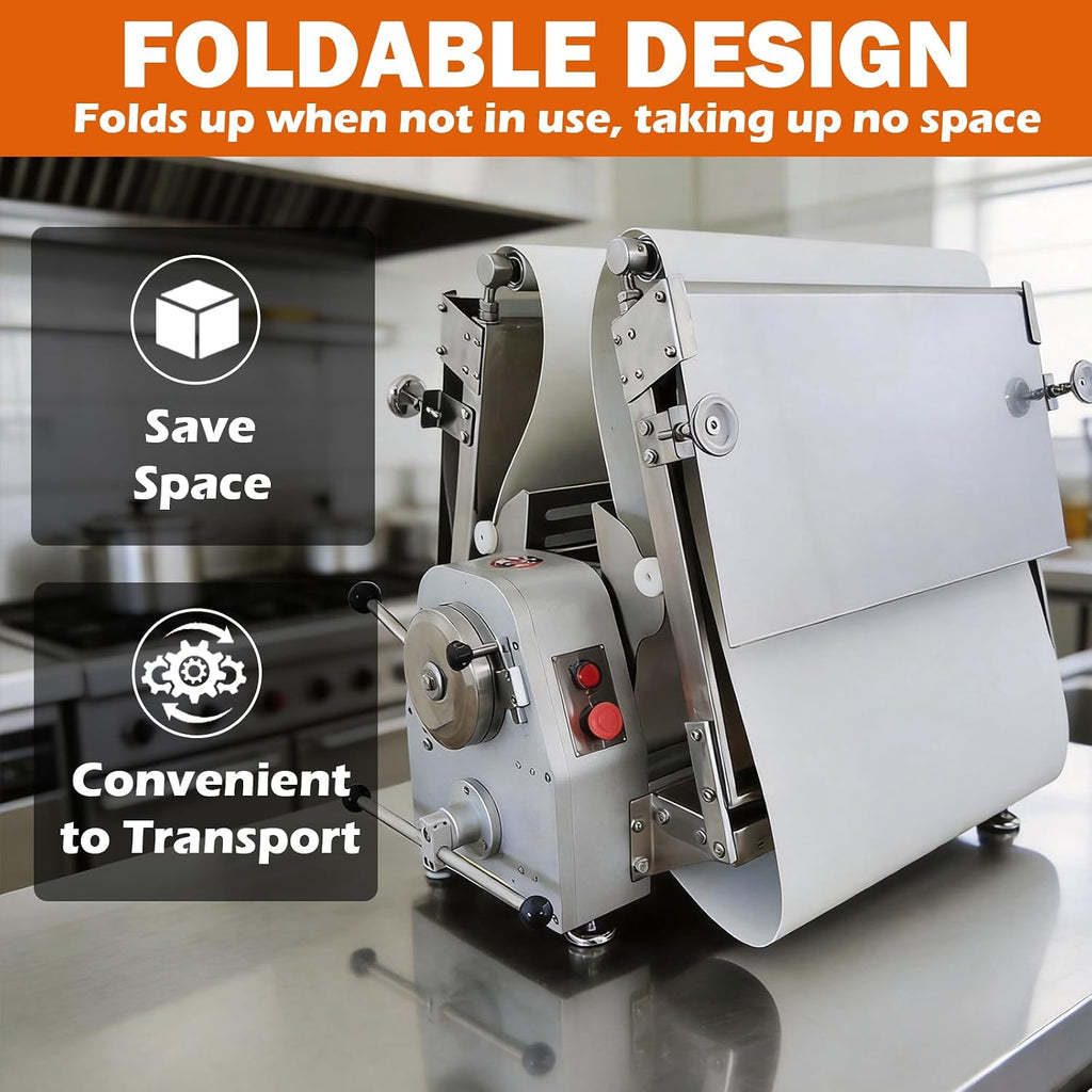 TECHTONGDA Commercial Dough Sheeter Laminated Dough Sheeter Fondant Flattener Pastry Sheeter Countertop Pizza Pasta Press Machine with 65x15.7' Conveyor Belt Professional Bakery Equipment