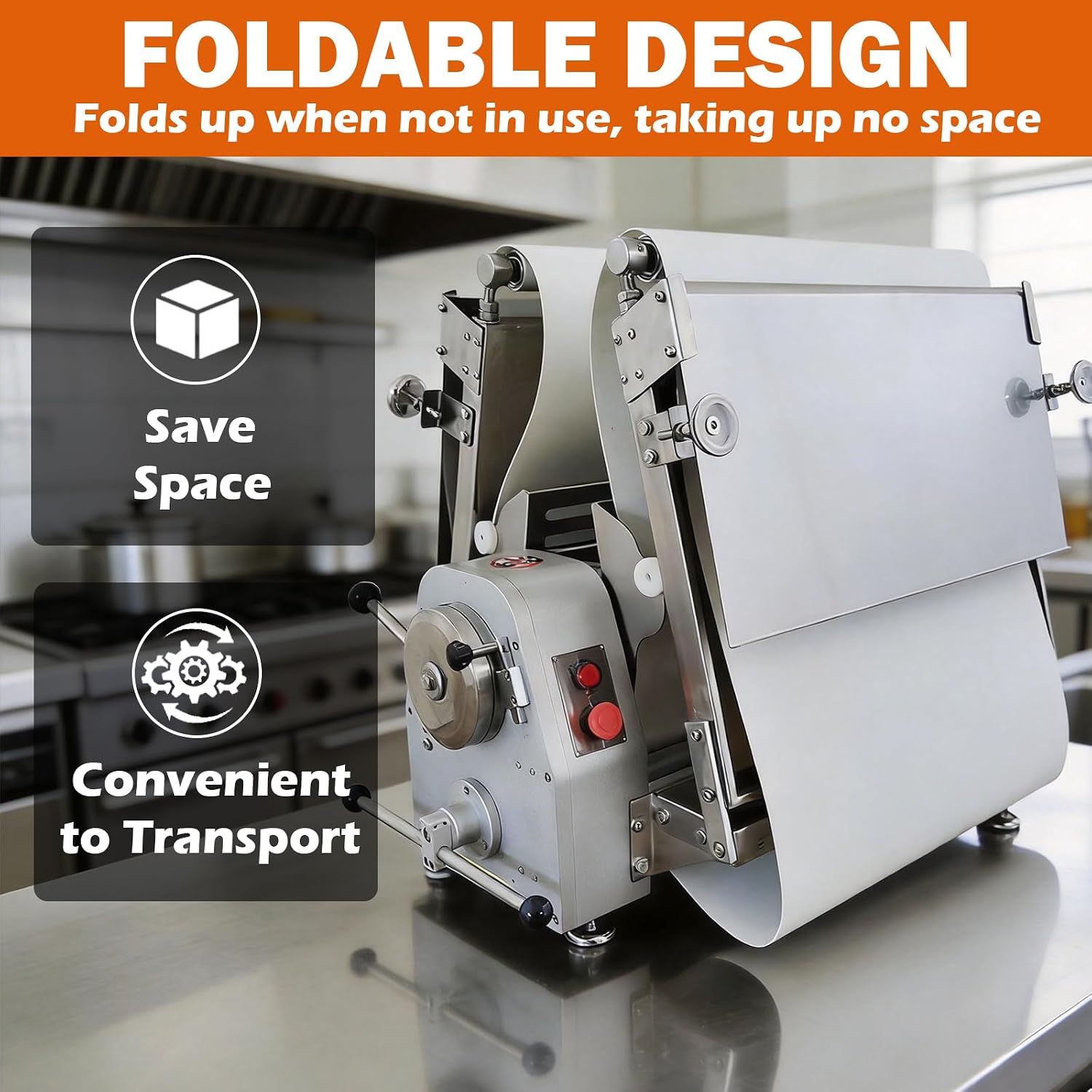 TECHTONGDA Commercial Dough Sheeter Countertop Pizza Pasta Roller Dough Press Machine Fondant Flattener Pastry Sheeter with 70.9x23.6' Conveyor Belt Bakery Equipment