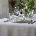 Huddleson White Oval Linen Tablecloth 67x104 Oval Table Cloth Luxury Italian Linen Sewn in US