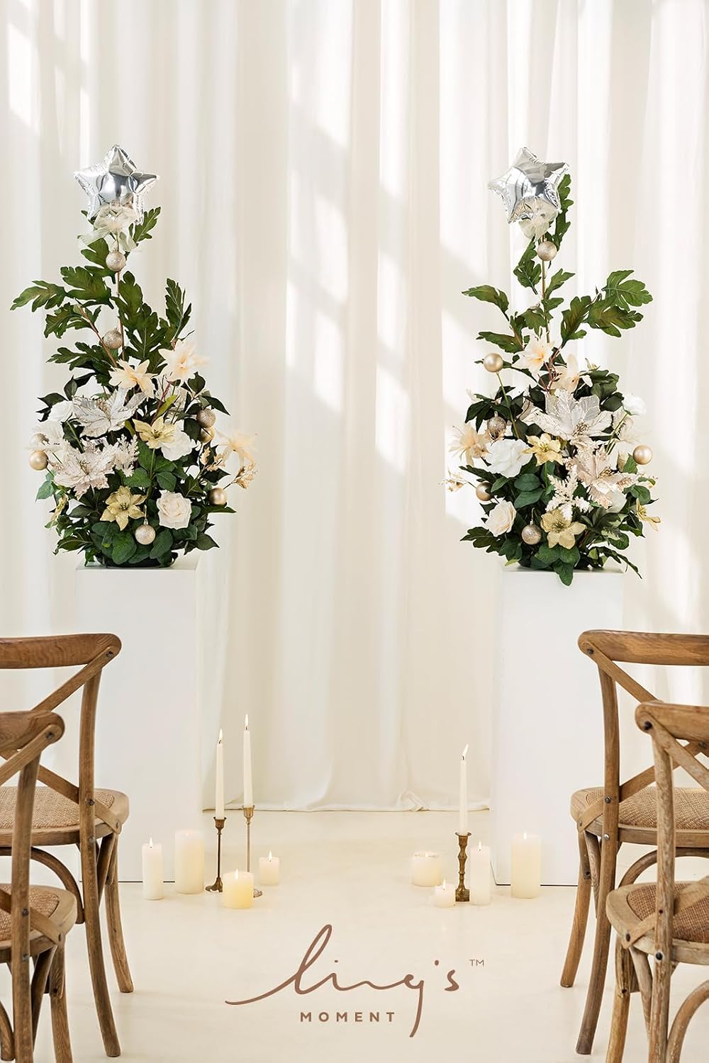 Ling's moment 41' Tall Free Standing Artificial Flowers Arrangements 2 pcs Wedding Arch Altar Stage Decorations Champagne Christmas for Ceremony Reception Rose Floral Party Outdoor Centerpieces Decor