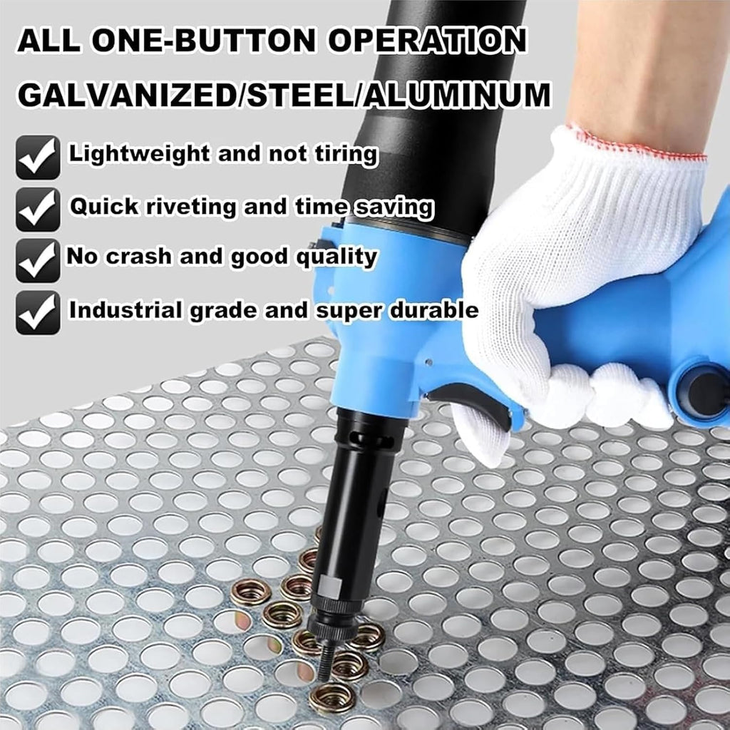 Heavy Duty Air Hydraulic Rivet Nut Tool Kit, Pneumatic Air Riveter, Powerful Pop Rivet Gun with 7 Nosepieces incl.M3-M12, 19.1kN working tension for Mechanic Tool, Construction, Home Improvement