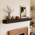 Fireplace Mantel 72inch - Solid Wood Mantel Shelf with Hidden Brackets | Floating Mantle Shelves Decor for Wall,Bedroom,TV,Livingroom(Black)