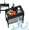 Commercial Stainless Steel Outdoor Sink,Utility Single Bowl Sinks Kitchen Sink, Heavy Duty Wash Station w/Faucet and Shelves for Garage,Restaurant,Kitchen,L(60 * 45 * 86cm/23.6 * 17.7 * 33.8in