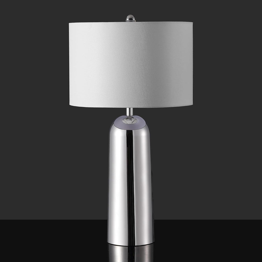 SAFAVIEH Couture Lighting Collection Chadric Silver/White 29-inch Table Lamp for Bedroom Living Room Home Office Desk Nightstand (LED Bulb Included)
