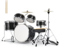 Ktaxon 5-Piece Complete Junior Drums Set, 14 Inch Beginners Drum Kit with Throne Stool, Pedal & Drumsticks, Drums Musical Instruments W/Cymbal, Hi-Hat, Floor, Tom and Snare Drum (Black)