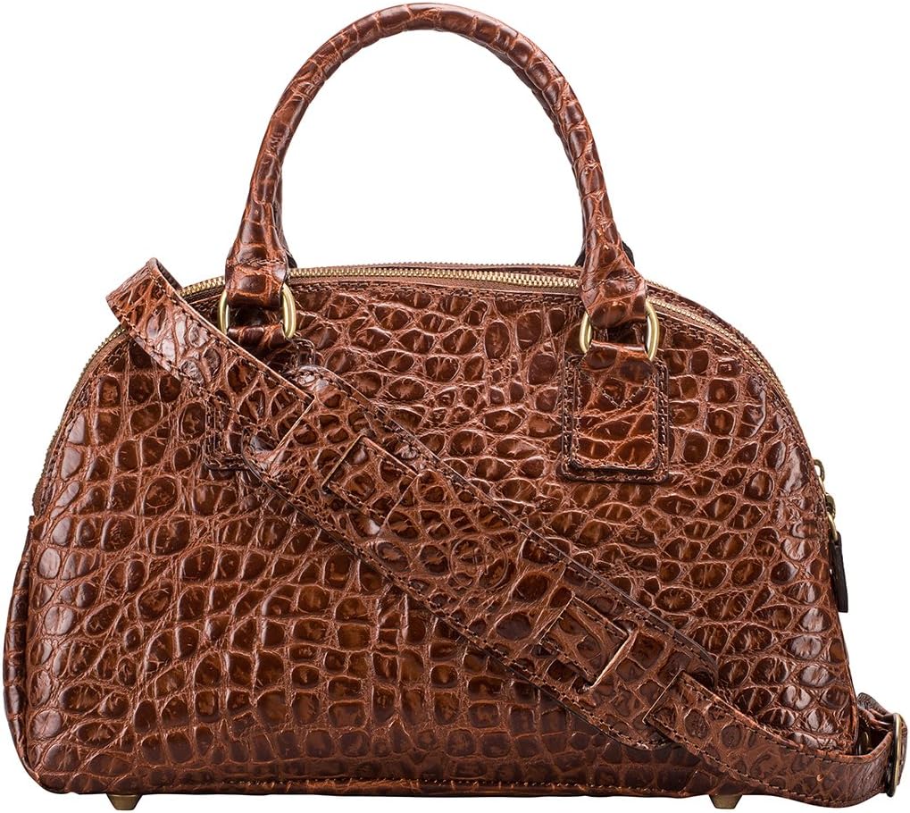 Maxwell Scott - Womens Luxury Leather Triple Zip Bowling Bag Purse with Shoulder Strap - The LilianaS Croco