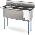 KoolMore 51 in. Three Compartment 18-Gauge Stainless-Steel NSF Commercial Kitchen Sink, Bowl Size 15x15x14, with Three Basins and Pre-Drilled Faucet Holes for Restaurants and Cafes (KM-SC151514-N3)