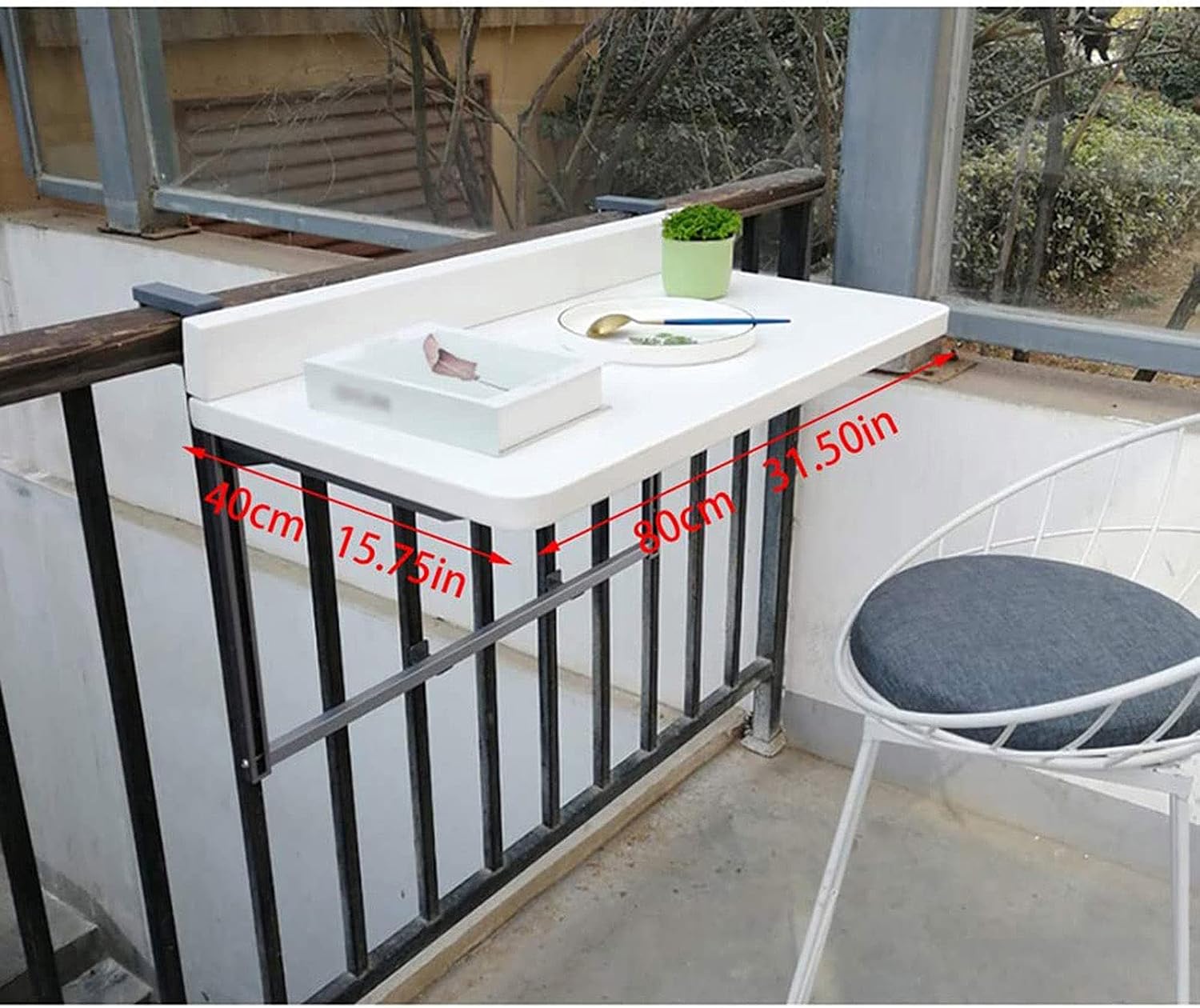 Outdoor Side Tables Balcony Table Floating Shelves Balcony Hanging Table with Adjustable Height Portable Balcony Bar Table for Railings Outdoor Wall-Mounted Floating Desks for Small Spaces