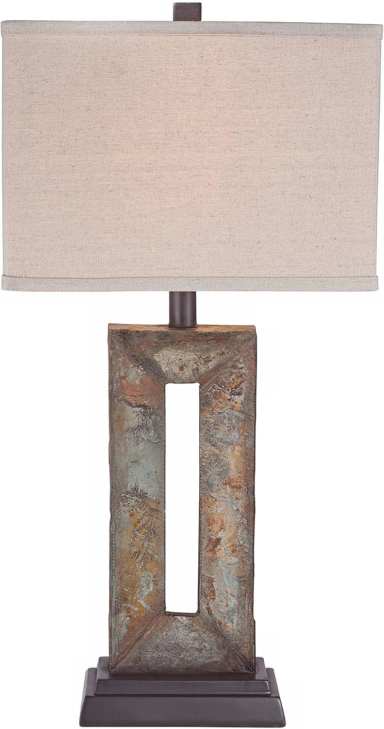Franklin Iron Works Tahoe Small Rustic Traditional Style Table Lamps 26' High Set of 2 Natural Stale Open Base Rectangular Box Shade for Living Room Bedroom House Bedside Home (Colors May Vary)