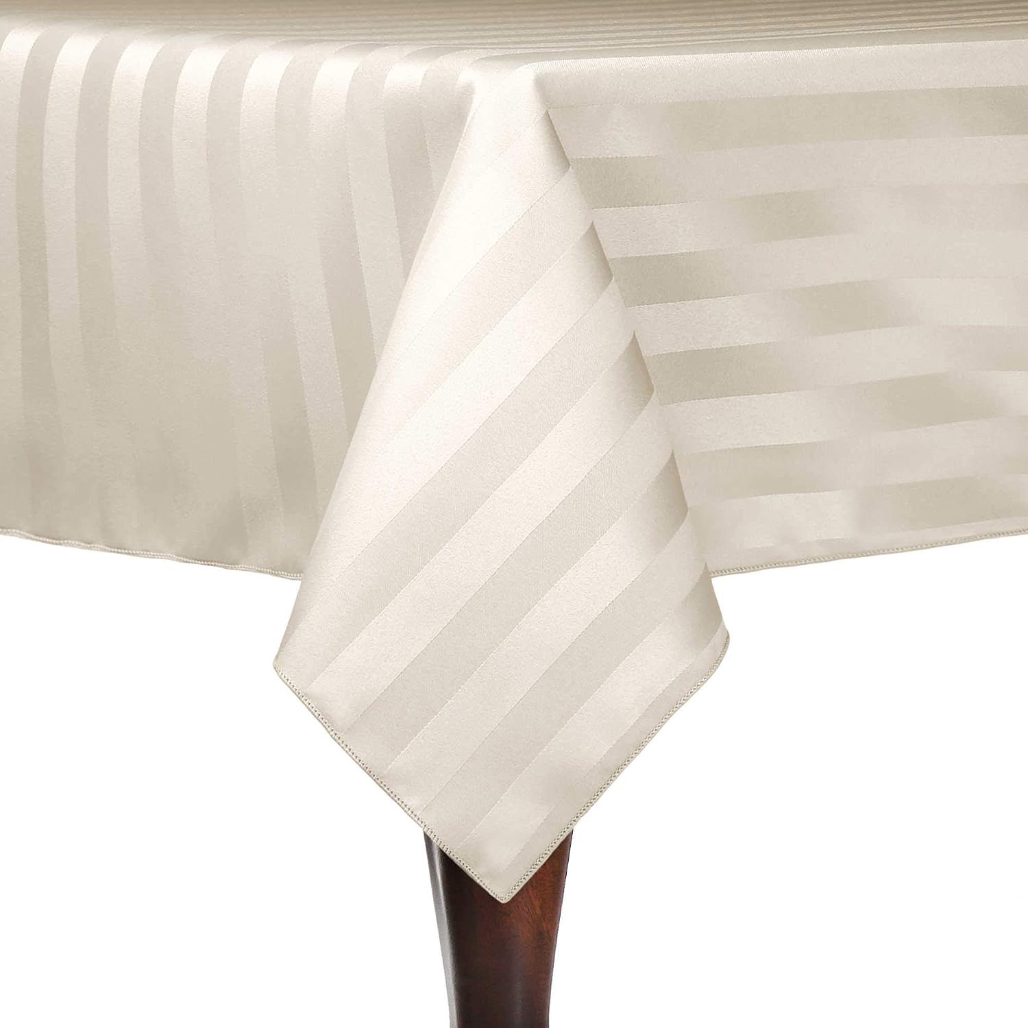 Ultimate Textile -5 Pack- Satin-Stripe 72 x 72-Inch Square Tablecloth, Ivory Cream