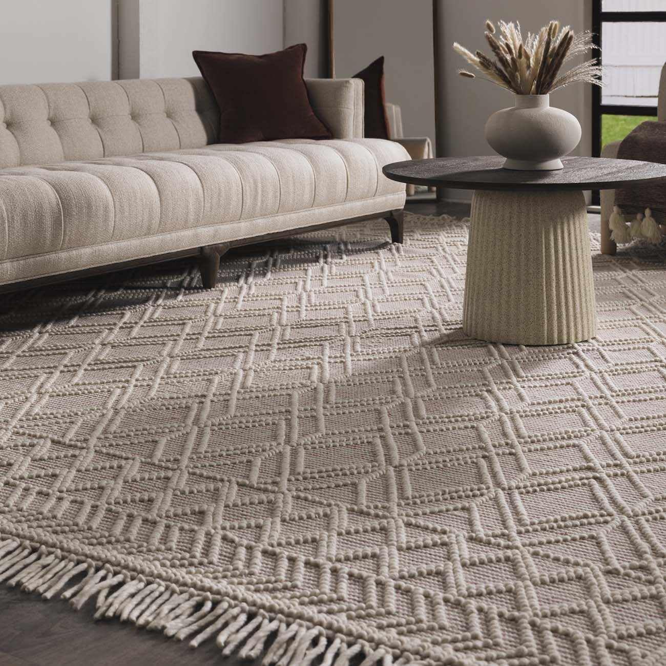 BoutiqueRugs Pink Trellis Transitional 8x10 Large Area Rug Wool Hand Woven Ivory Diamond Traditional Ramsbury Great Room Open Concept Master Bedroom Large Dining Room Stain Resistant Non-Shedding