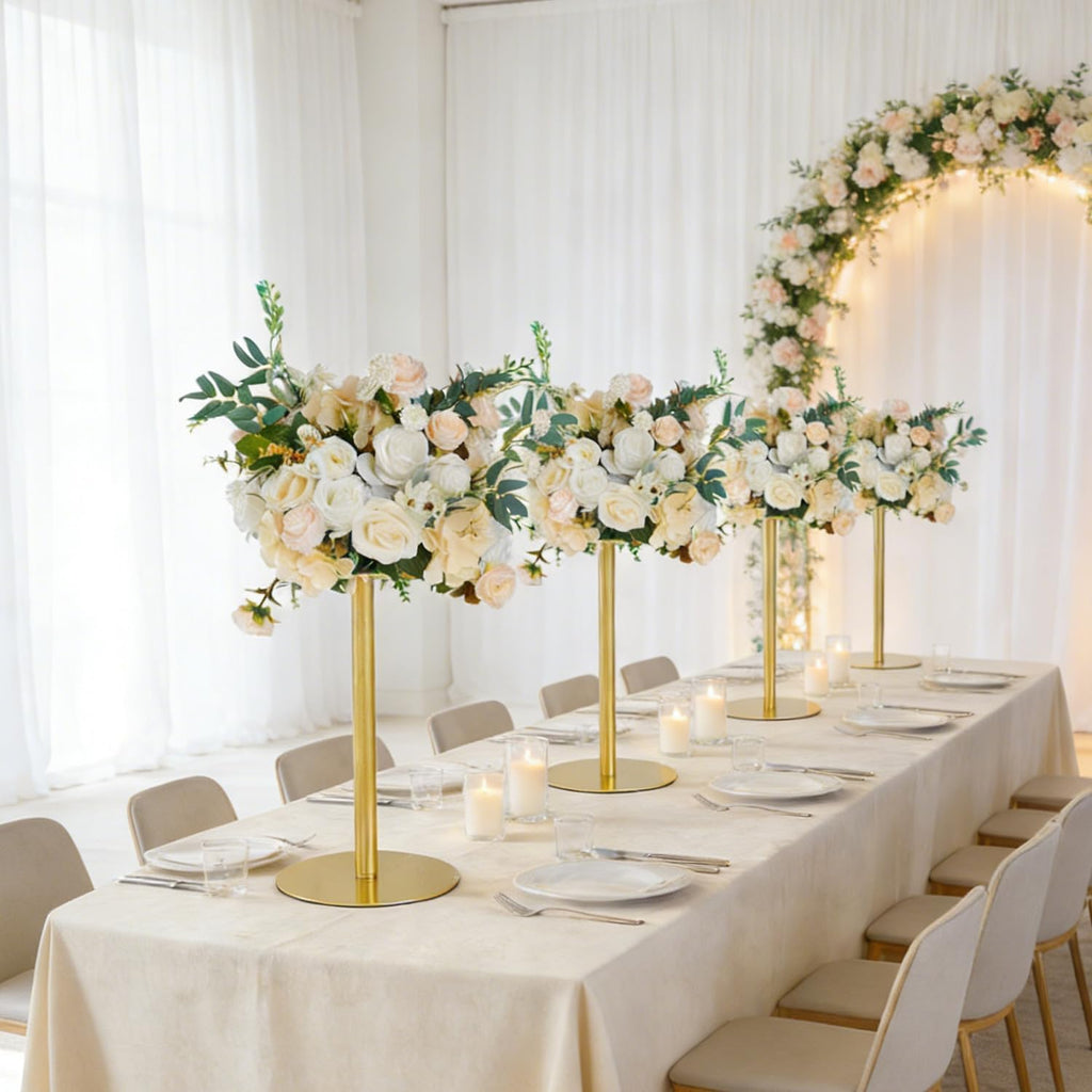 Vincidern 10pcs Wedding Centerpiece 15.7' Gold Flower Stand Centerpieces for Table, Metal Flower Vase for Wedding, Birthday Party, Valentine Decorations