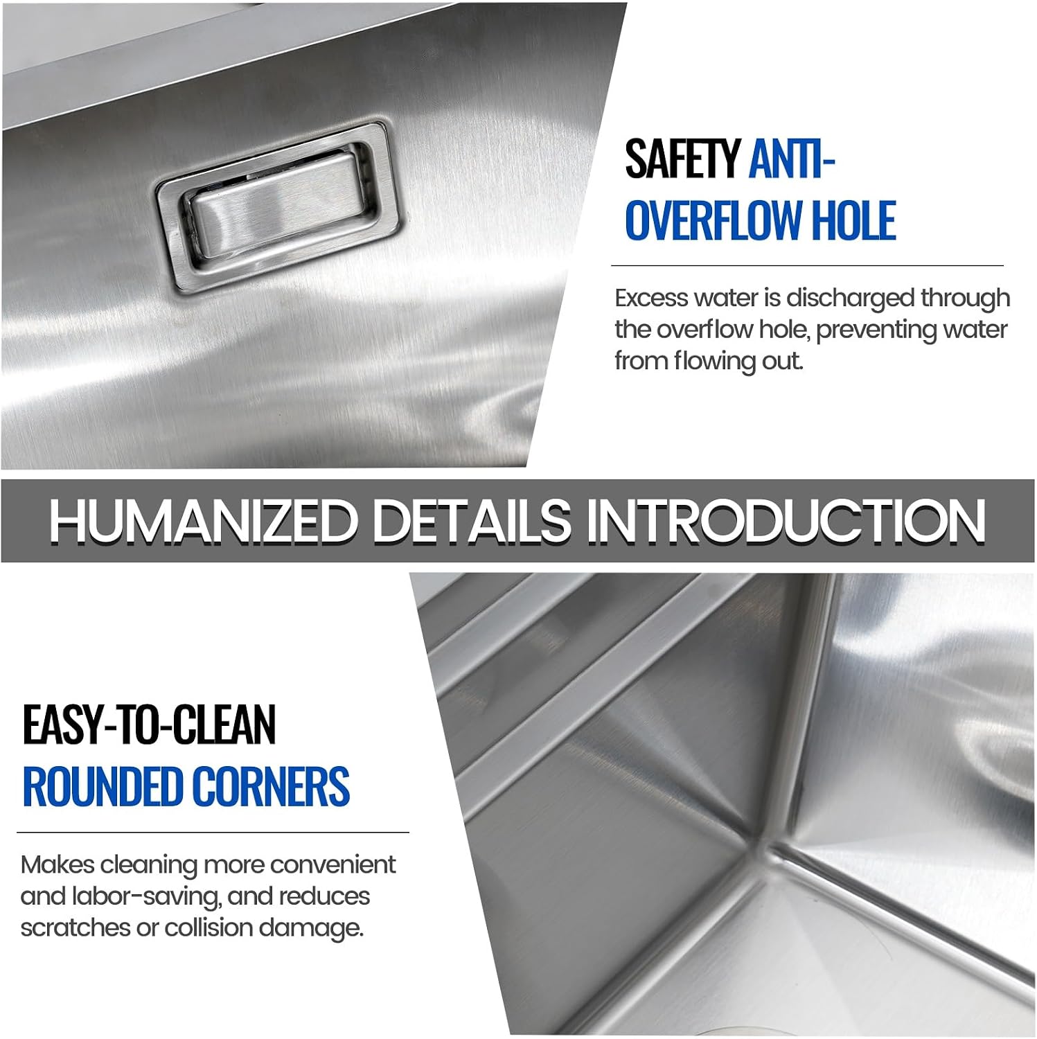 Large Kitchen Sink, With Drain Kits, 304 Stainless Steel, Heavy Duty Kitchen Bar Sink, Single Bowl Sink, For Drop In, Undermount(B,85x50x22cm)