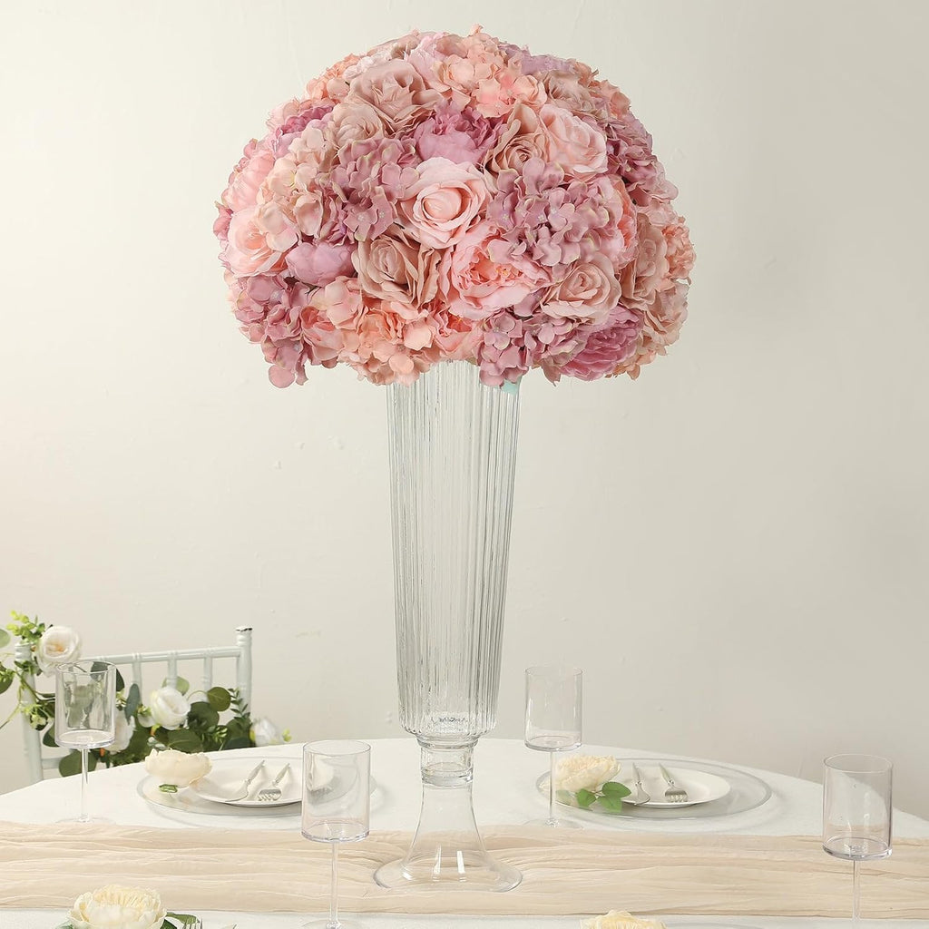 Efavormart 20 inch Blush Pre-Arranged Artificial Rose Flower Ball, Large High-Density Silk Rose Centerpiece Arrangement for Grand Wedding Staging and Floor Vases