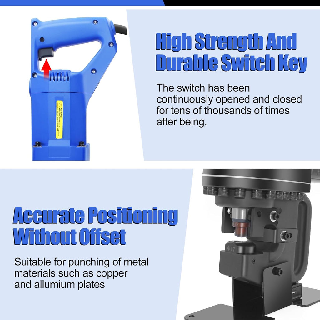Electric Hydraulic Hole Punch for Metal,1200W Hydraulic Hole Puncher,Angle Steel Hole Punching Machine with Die Φ1/4' 3/8' 1/2' 11/16' 13/16',Hole Punch Tool for Metal Aluminum Copper Iron Steel Plate