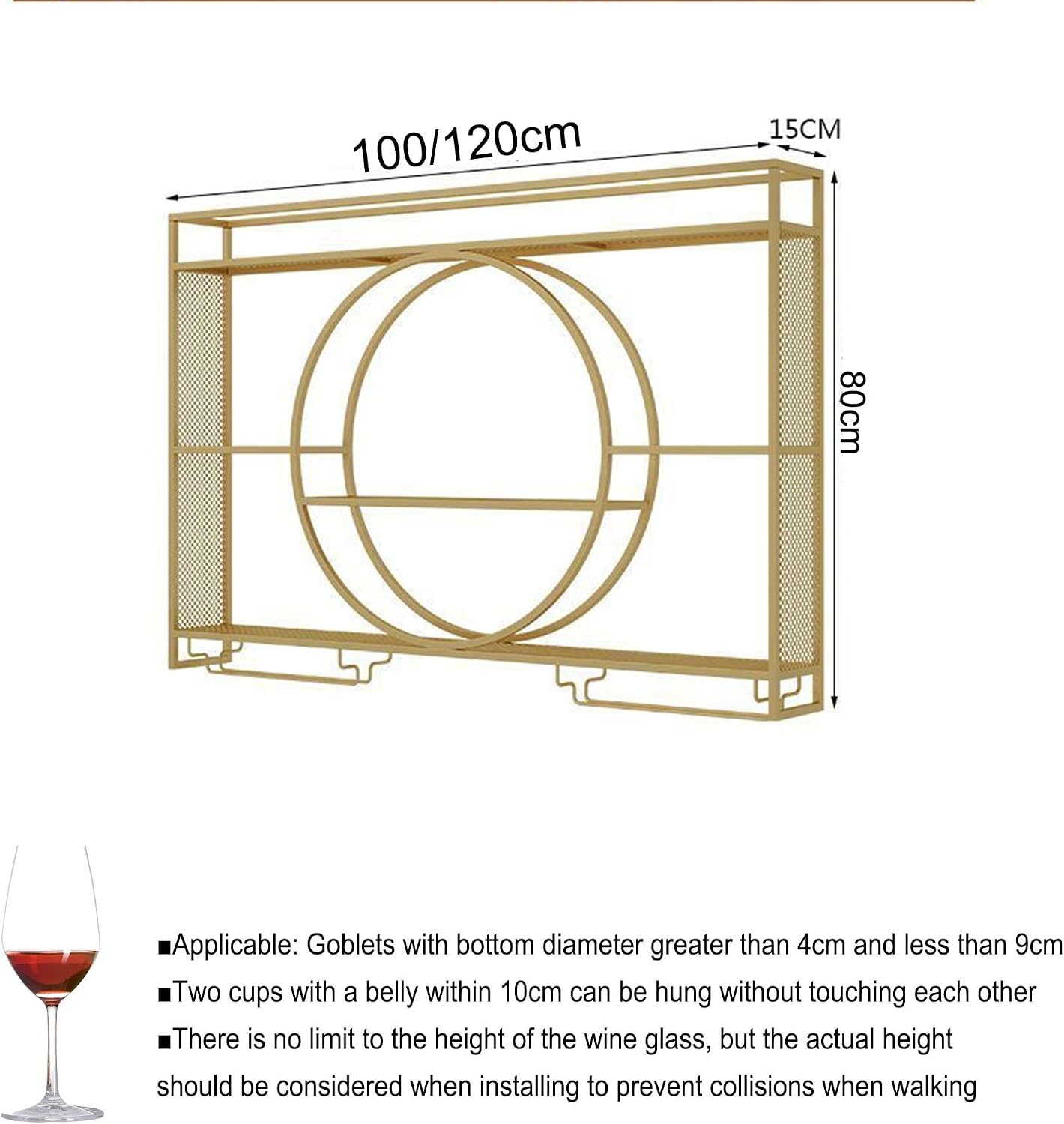 Wine Rack Bar Shelves Wall Mounted with Hanging Wine Glass Rack Mini Bar Liquor Cabinet Bar Bottle Display Shelf Whiskey Shelf Corner Bar Kitchen Storage Shelves for Home Bar Dining Room Cafe Kitchen