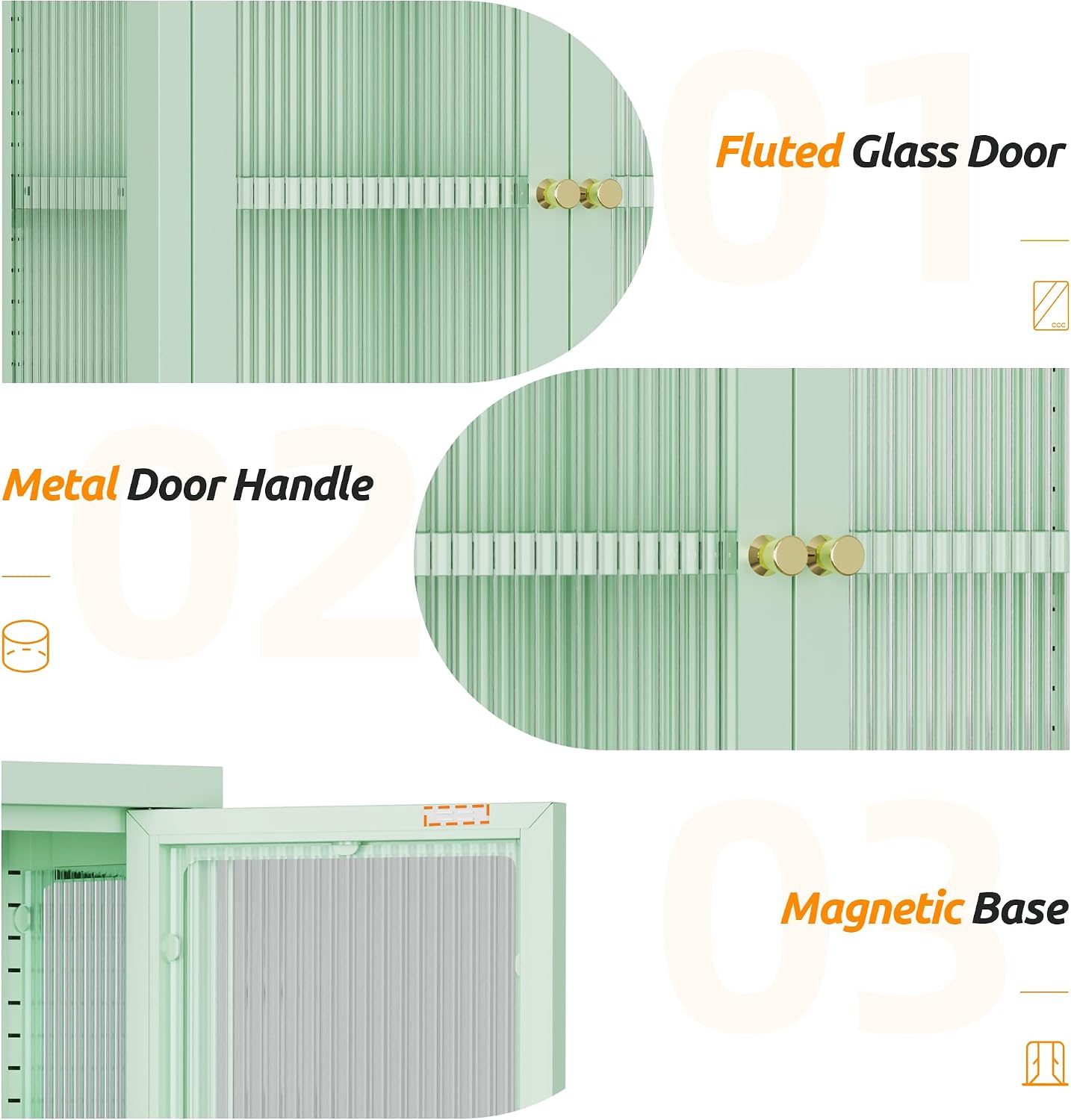 Bathroom Wall Cabinet with 2 Glass Door, Bathroom Medicine Cabinet with Towels Bar and Shelves, Over The Toilet Storage Cabinet, Metal Wall Mounted Cabinet for Laundry Room Kitchen (Green)