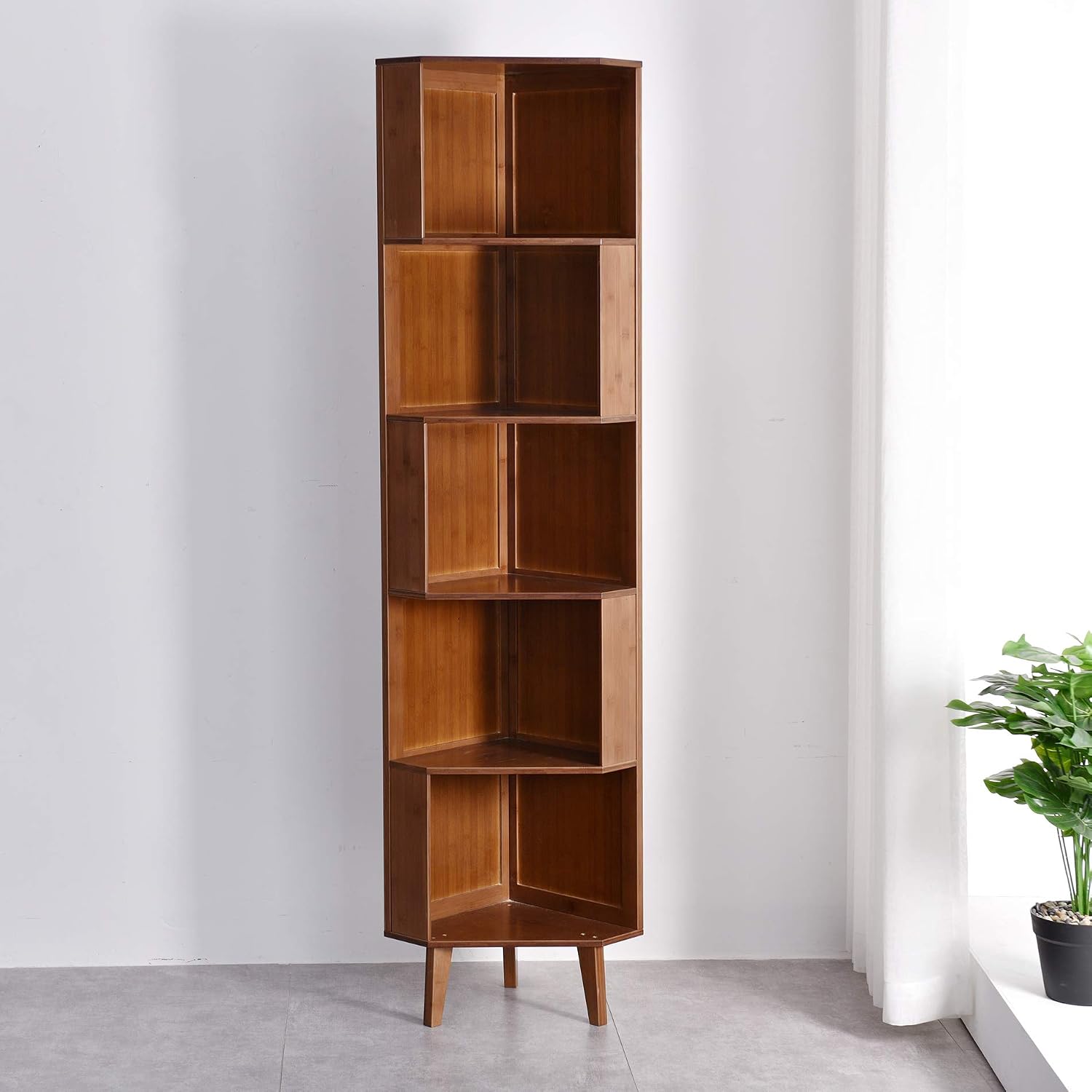5-Bookcase Industrial Cube Shelf Corner Bookshelf Display Storage Tall Multifunctional Stand for Home Office Living Room Decoration…