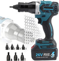 Cordless Rivet Nut Tool Set (M3 M4 M5 M6 M8 M10 M12), 5200mAh Battery Powered Pop Rivet Nut Insert Installation Tool, Electric Assembly Nutsert Kit(2x5200mah)