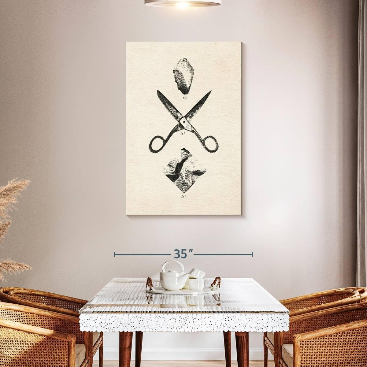 ElephantStock - Rock Scissors Paper Vintage Wall Art - Vertical Canvas Wall Art - Home Office Wall Decor - Drawing Game Canvas Art - Black And Gray Decor by Daniel Coulmann - 30' x 45'