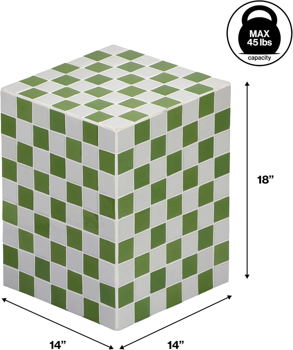 JONATHAN Y END2000J Callista 18' Modern Bohemian Ceramic Tiled Rectangle End Table, Side Table, Accent Table for Living Room, Bedroom, Green/Light Gray