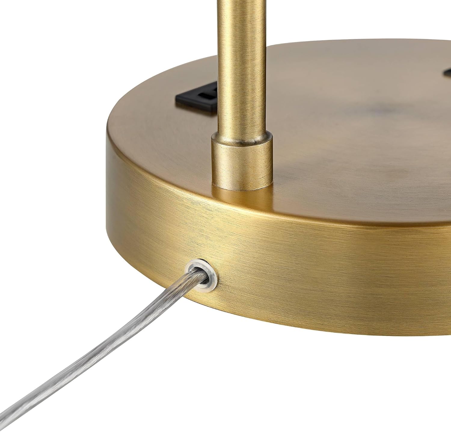 360 Lighting Colby 21' High Modern Accent Table Lamp with USB Charging Ports A+C and AC Power Outlet in Base Brass White Linen Drum Shade for Bedroom Living Room House Home Desk Bedside Nightstand