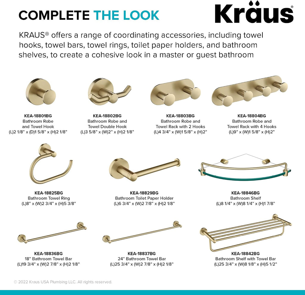 KRAUS Elie Bathroom Shelf Towel Rack with Towel Bar in Brushed Gold, KEA-18842BG