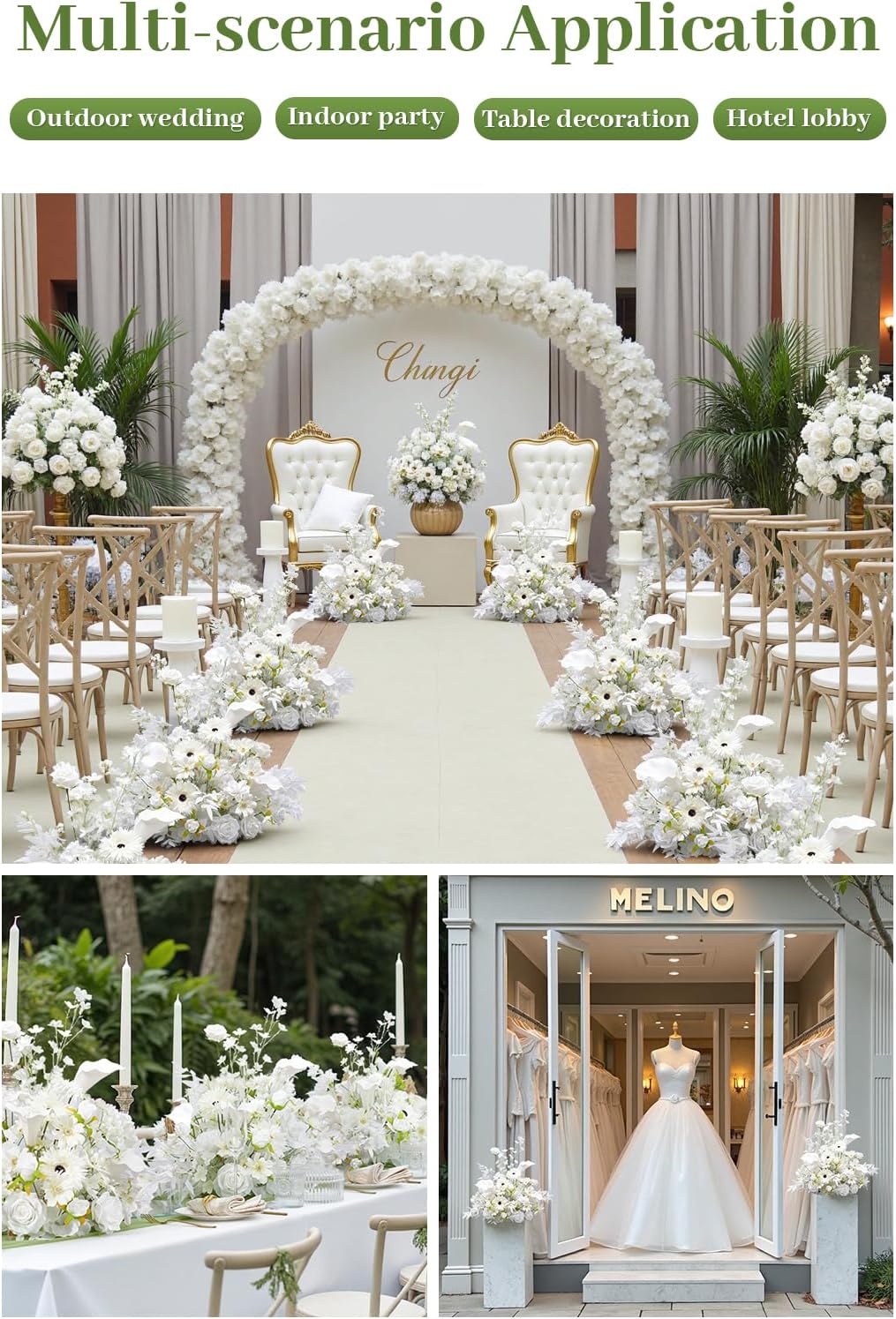 2pcs Free Standing Flowers Ball Bouquet Artificial Rose Floral Arrangements for Wedding Centerpieces Tables Aisle (19'' New White)