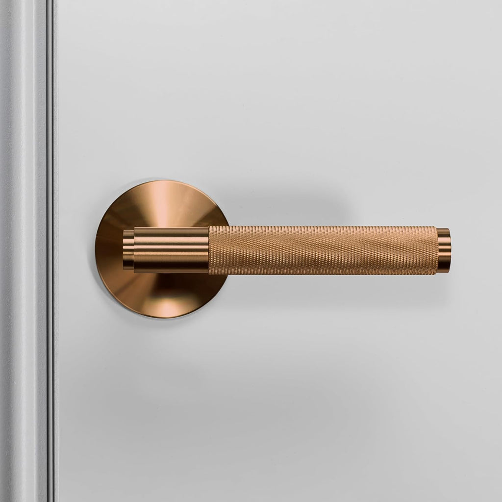 Buster and Punch Door Handle Set Privacy Cross Knurl Warm Sunset