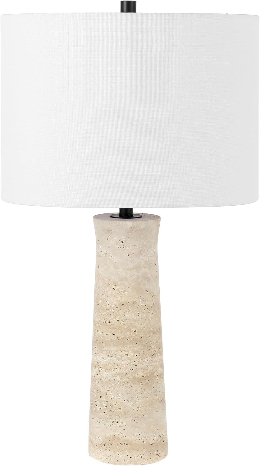 SAFAVIEH Lighting Collection Alana Ivory Travertine 25-inch Table Lamp for Bedroom, Living Room, Home Office, Desk, Nightstand (LED Bulb Included)
