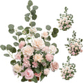 Ling's moment 17.5' Tall Standing Artificial Flowers Arrangements 4 pcs Wedding Aisle Runner Chair Decorations Blush & Pink Centerpieces for Ceremony Reception Rose Floral Party Outdoor