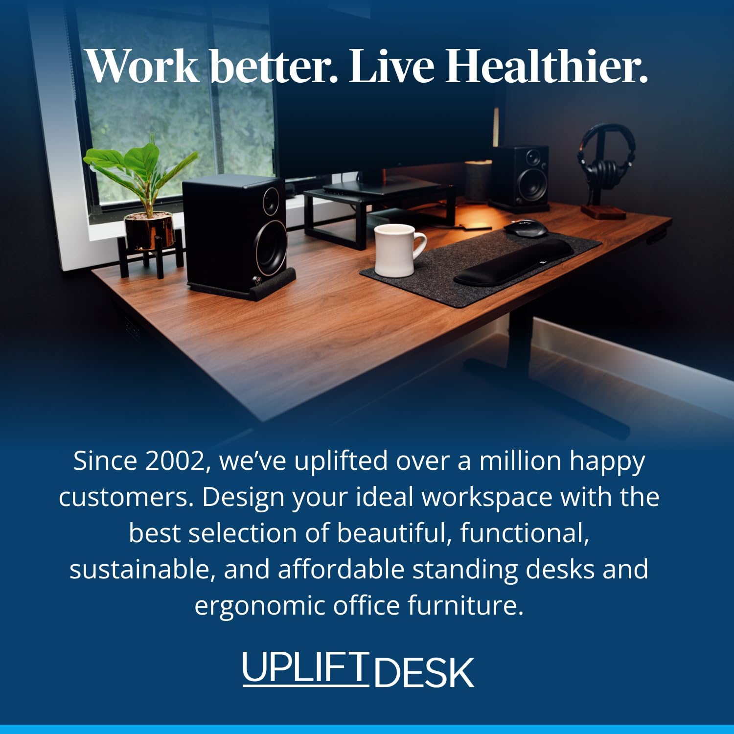 UPLIFT DESK E7 LED Desk Lamp - Adjustable 3 Color Modes, Dimmable Home Office Desk Light for Standing Desk, Dual Monitors, Aluminum Task Lamp (Silver Base)