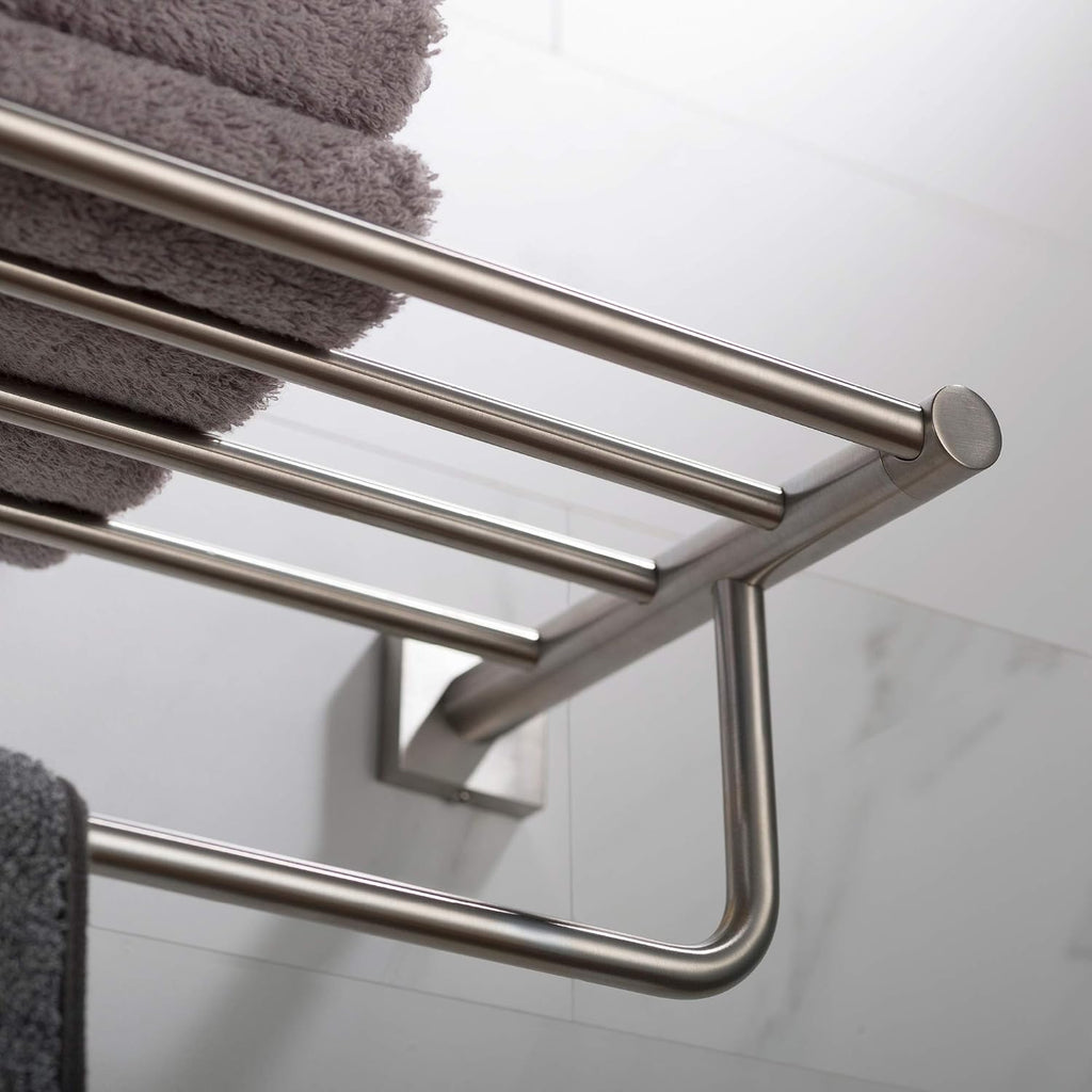KRAUS Ventus Bathroom Shelf with Towel Bar, Brushed Nickel Finish, KEA-17742BN
