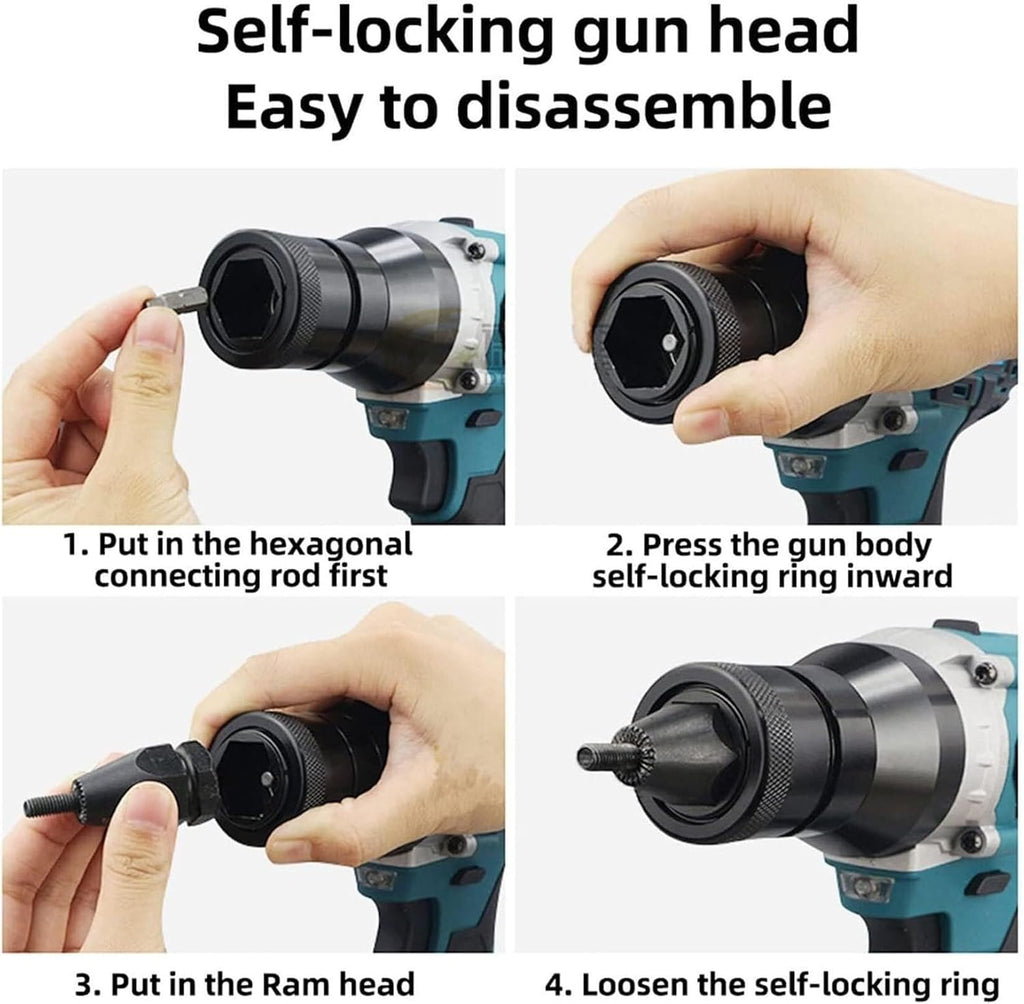 Cordless Riveter Rivet Nut Tool Kit, Heavy Duty Rivet Gun, Pop Rivet Gun Set, Professional Hand Riveter, Manual Riveting Tool, Nuts Include M3 M4 M5 M6 M8 M10 M12 Nut Tools