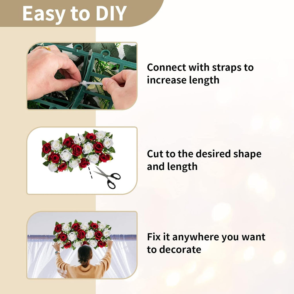 NUPTIO Flower Wedding Centerpieces for Tables - 6 Pcs 19.6in Long Burgundy & White Artificial Flower Arrangement for Dining Table Centerpiece- Fake Rose Arrangements for Weddings Birthday Party Decor