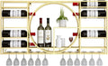 Gold Wall Mounted Wine Rack with Glass Storage Corner Bar Shelves for Liquor Bottles and Glasses Mini Bar Cabinet for Coffee 110 * 11 * 62cm