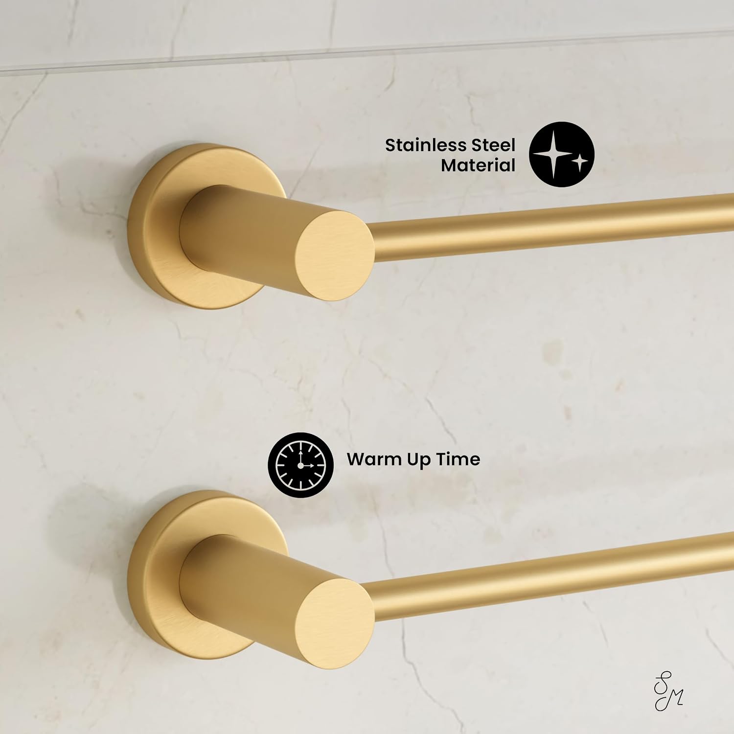 Swiss Madison Claire 3-Bar Electric Towel Warmer Heated Towel Racks for Bathroom in Brushed Gold