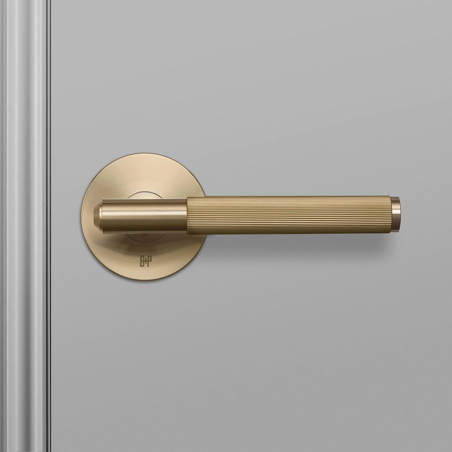 Buster and Punch Door Handle Set Passage Linear Knurl in Steel