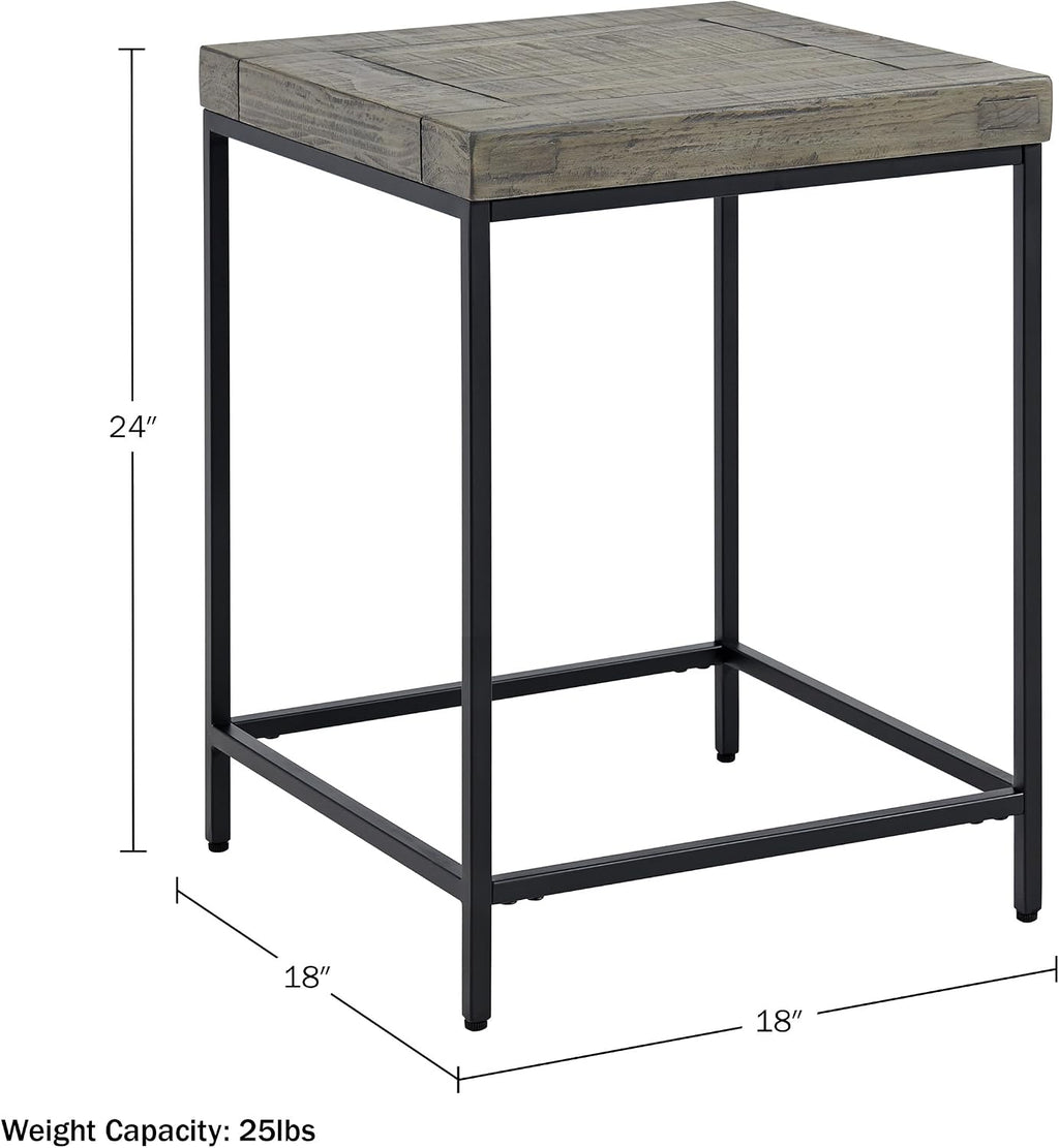 Alaterre Furniture End Table Set - Set of 2 Industrial Side Tables with Wood Tops and Metal Frames - for Living Room, Bedroom, or Dorm Room (Gray)