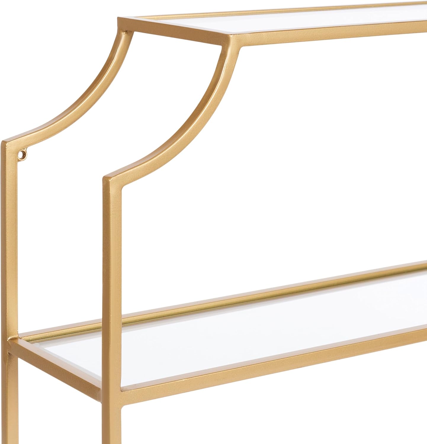 Kate and Laurel Ciel Modern Glam Wide Two-Tier Wall Shelf, 24 x 20, Gold, Tiered Bathroom Shelves for Over the Toilet Storage or Bedroom Makeup Organizer
