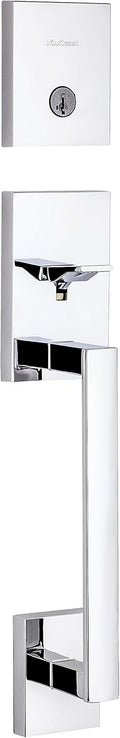 Kwikset San Clemente Front Door Lock Handle and Deadbolt Set, Entry Handleset Exterior Only, Polished Chrome, Pick Resistant SmartKey Rekey Deadbolt Security, Interior Sold Separately
