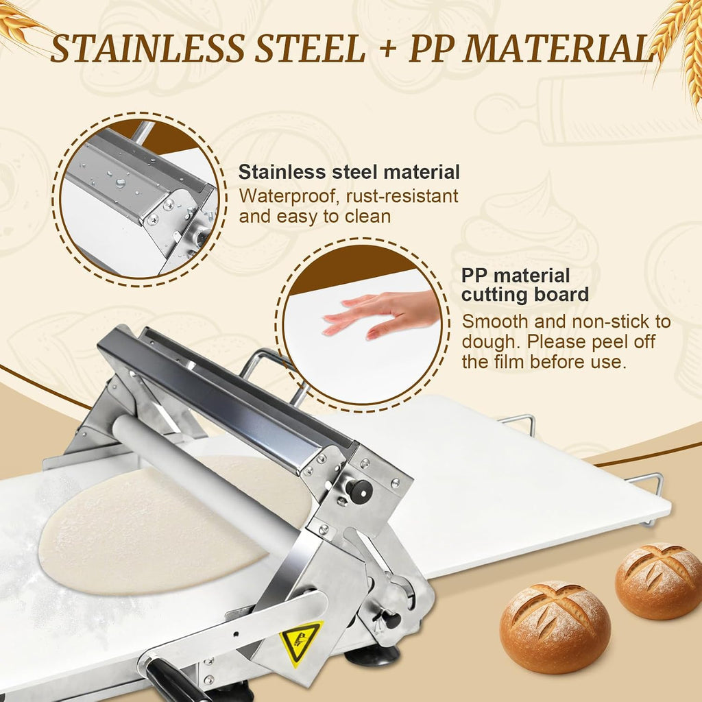 Manual Dough Sheeter 35.4' ×15.7',Roller Machine,Commercial Folding Dough Maker with Carry Handle, Adjustable Thickness for Pizza, Pasta, Pastry