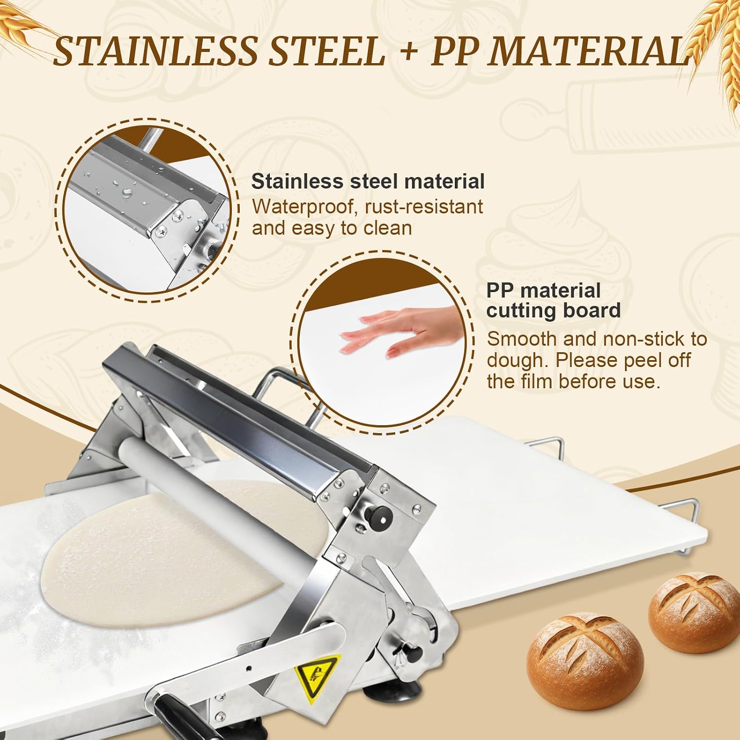 Manual Dough Sheeter 23.6'x12',Roller Machine,Commercial Folding Dough Maker with Carry Handle, Adjustable Thickness for Pizza, Pasta, Pastry