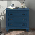 Modern Storage Wood Cabinet with 3-Drawer, Sofa Table Console Table End Table with Pull Out Tray, Accent Table Furniture for Entryway Living Room Bedroom, Fully Assembly Bedside Table (Blue)