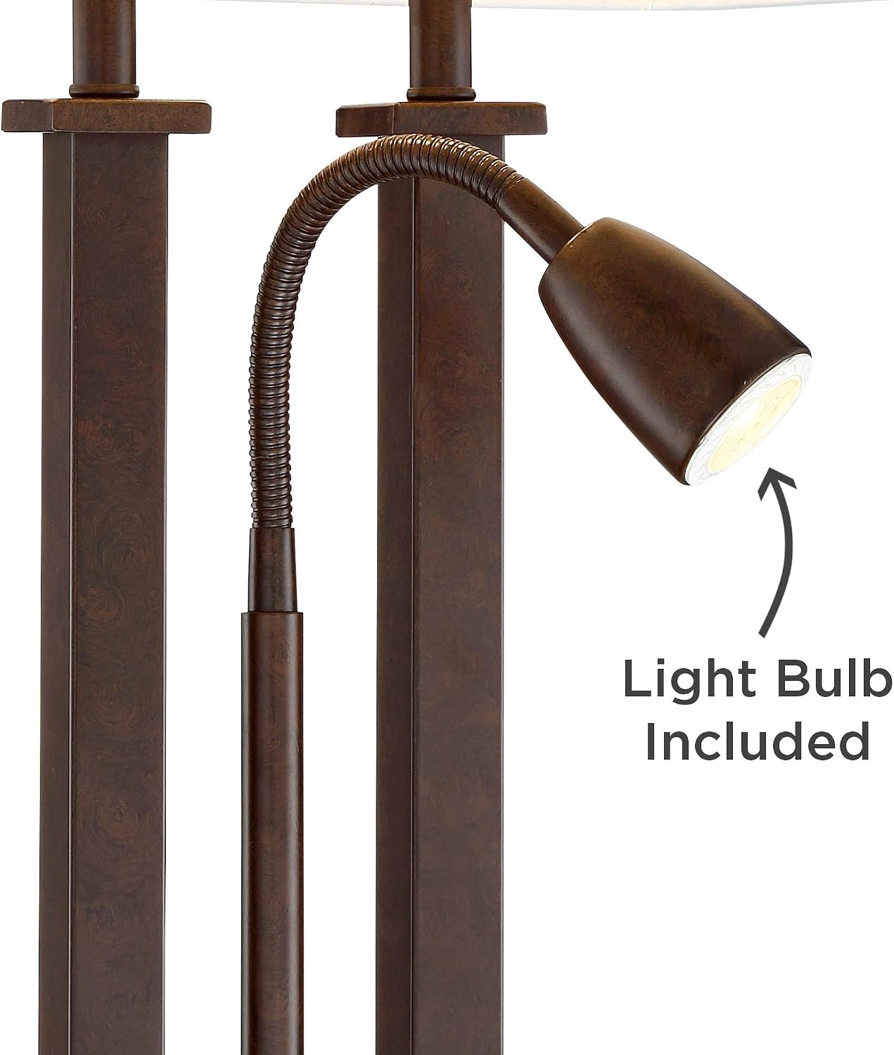 Possini Euro Design Deacon 26' High Modern Desk Table Lamp with USB Charging Ports A+C and AC Power Outlet in Base Gooseneck LED Bronze Rectangular Linen Shade for Living Room Bedroom House Bedside