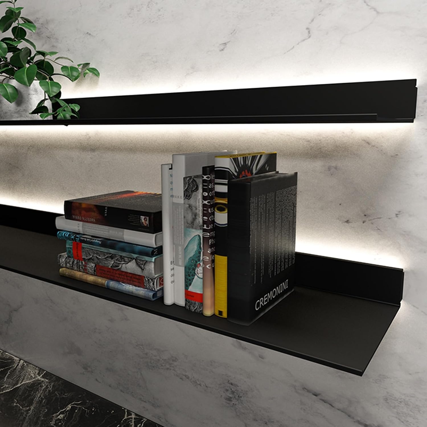 Corner Ledge Wall Shelf,Wall Mounted Light-Emitting Shelves, Storage Shelf Floating Display Shelf LED Light Up Can Hold A Lot of Things Objects are Not Easy to Fall (Color : Noir, Size : 120