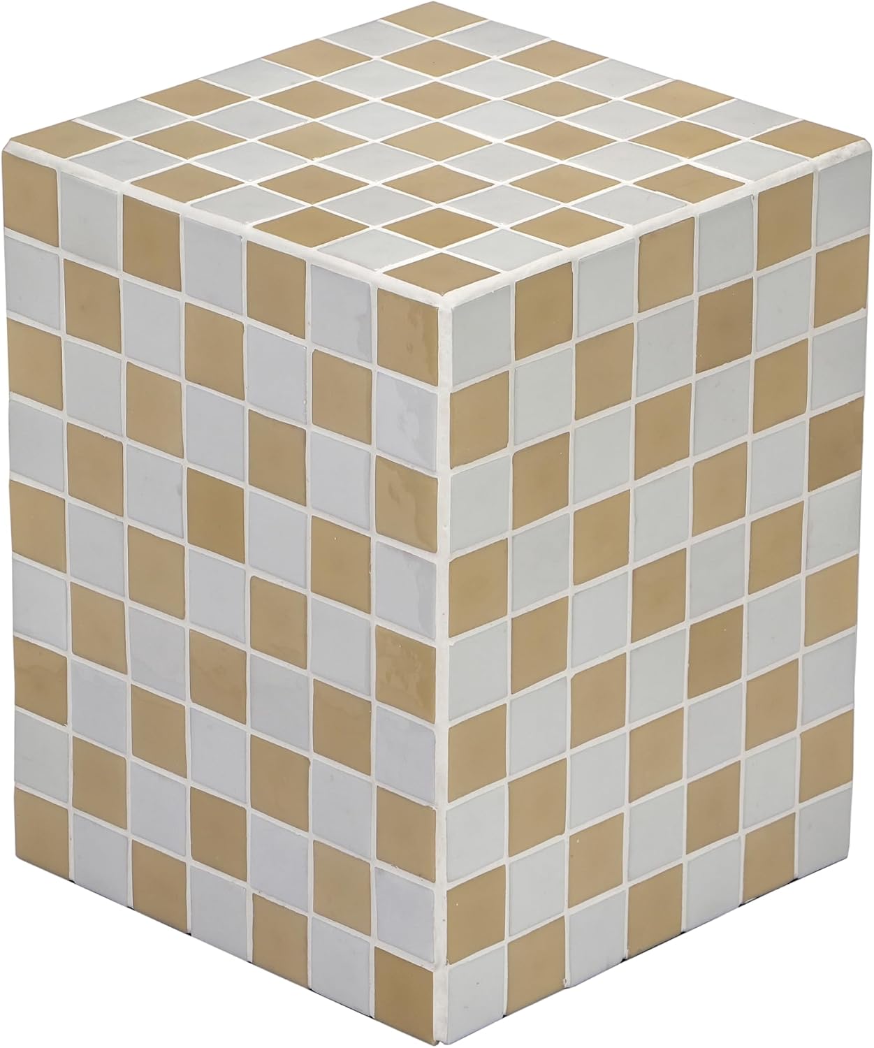 JONATHAN Y END2000I Callista 18' Modern Bohemian Ceramic Tiled Rectangle End Table, Side Table, Accent Table for Living Room, Bedroom, Khaki Yellow/Light Gray