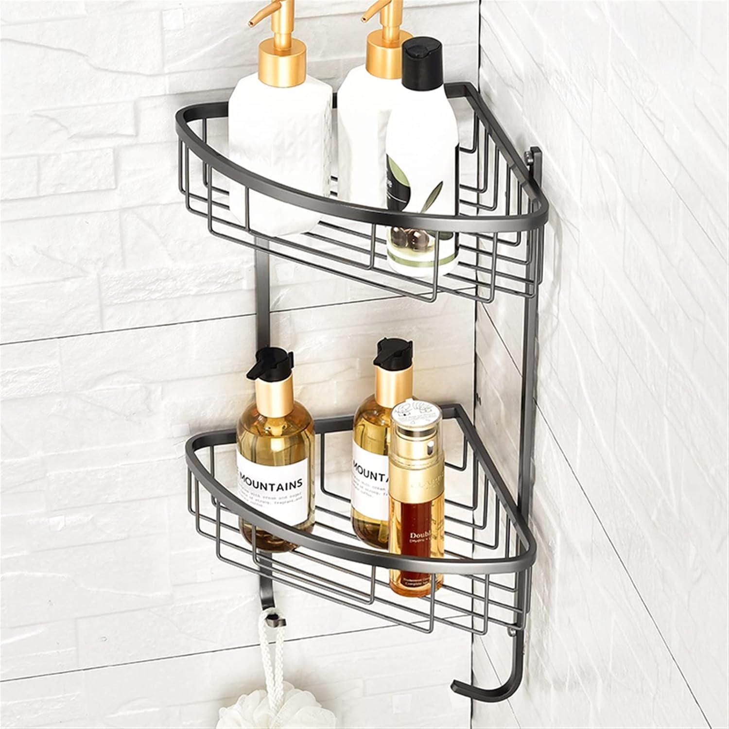Floating Shelves Bathroom Shelf Organizer Shower Triangle Storage Rack Corner Shelves Wall Mounted Home Organizer Bath Accessories for Bathroom Storage (Color : 1) (D 2 Layers)